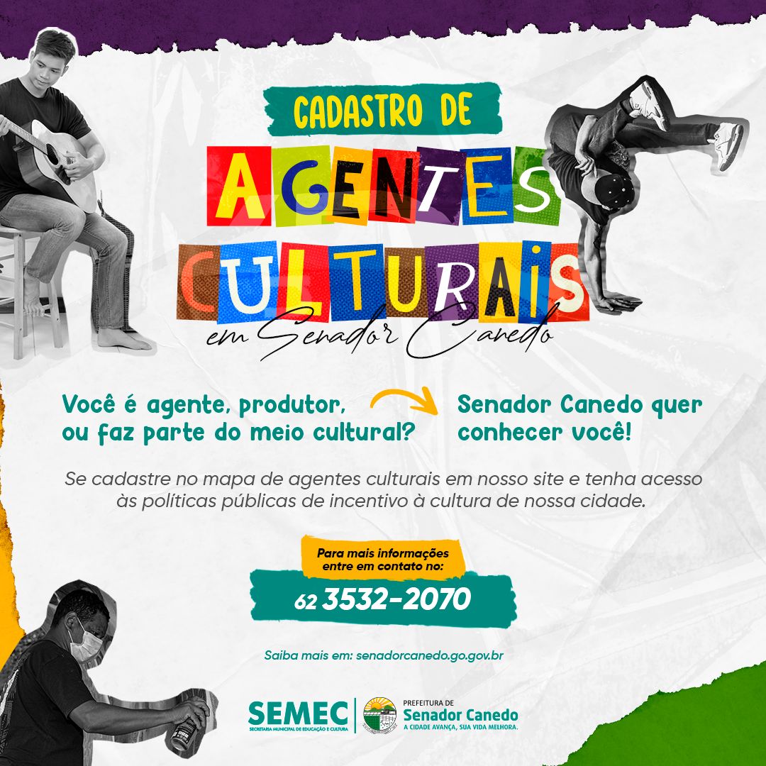 Prefeitura de Senador Canedo realiza inscrições de agentes culturais do município