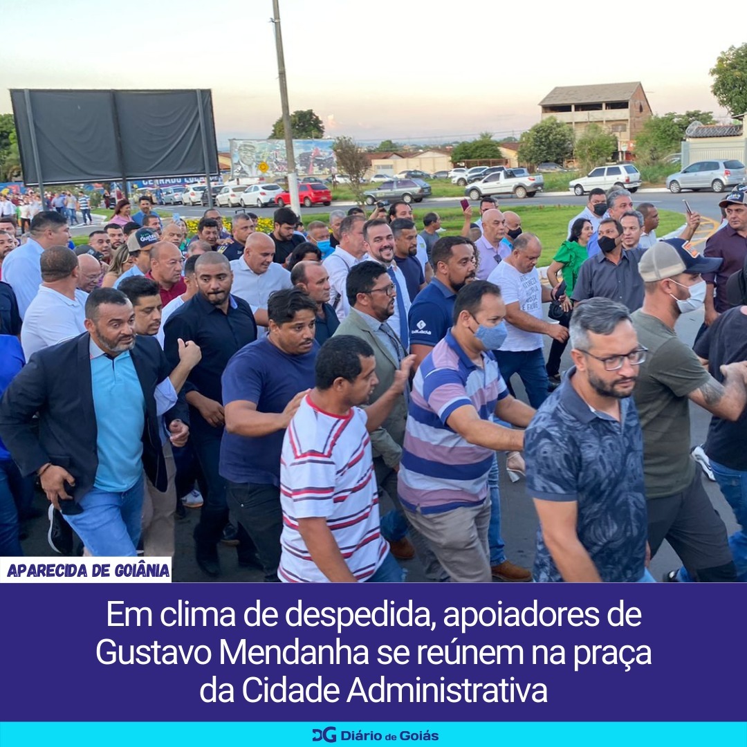 Na tarde desta quinta-feira (31), centenas de apoiadores se reuniram em frente a Cidade Administrativa Maguito Vilela para acompanhar a cerimônia de despedida de Gustavo Mendanha