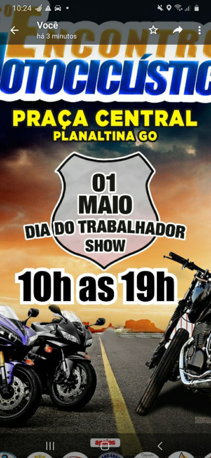 Primeiro de maio SEXTO ENCONTRO MOTOCICLÍSTICO em Planaltina Goiás!!!